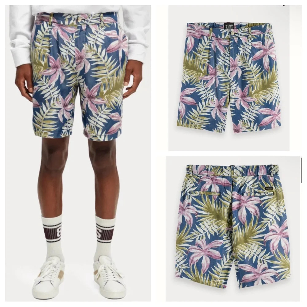 New! Scotch & Soda Twilt loose fit Hawaiian floral shorts nwt 28726